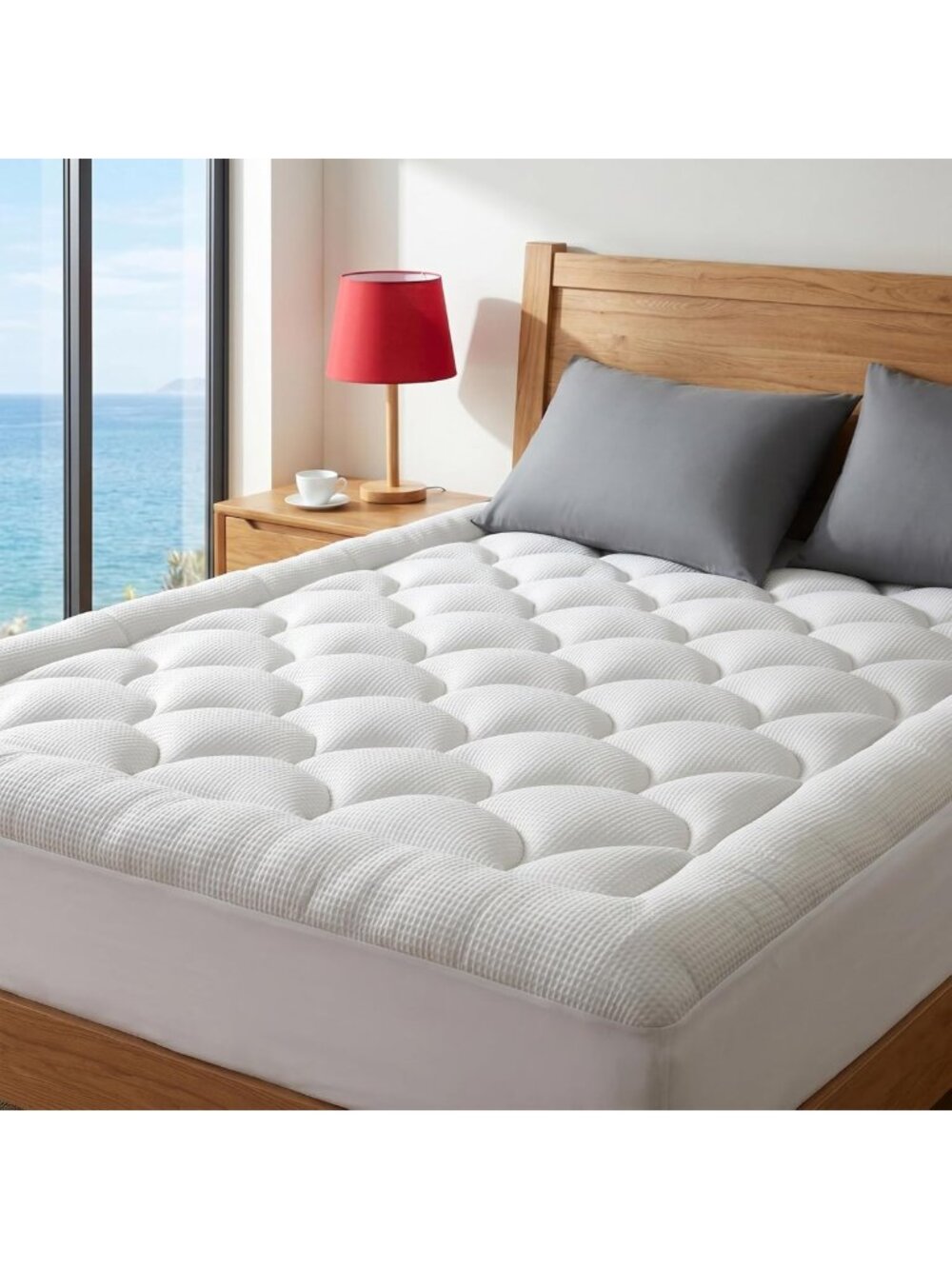 Cooling King Mattress Topper - Thick Pillow Top, Breathable, Washable, Deep